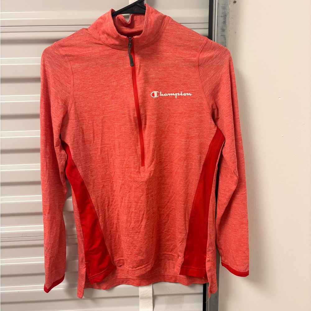Champion Women’s Red Athletic Quarter zip up cold weather top size Small